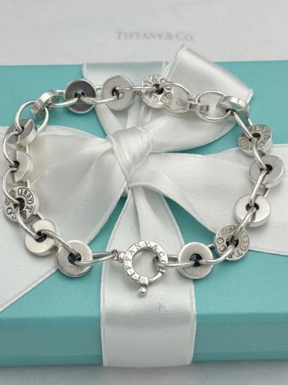 Tiffany & Co. 1837 Circle Bracelet Sterling Silver 925 Gift Box, Ribbon & Pouch